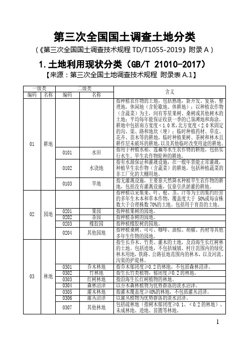 第三次全国国土调查土地分类