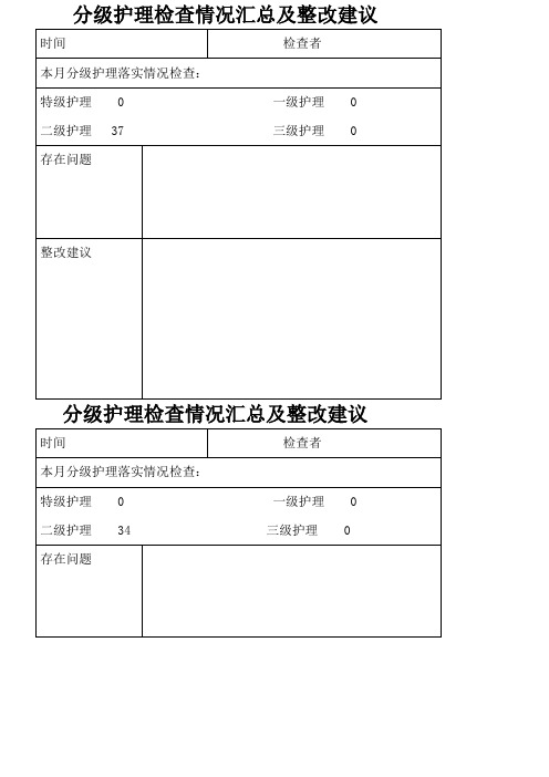 分级护理检查情况汇总及整改建议