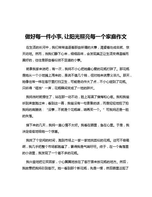 做好每一件小事,让阳光照亮每一个家庭作文