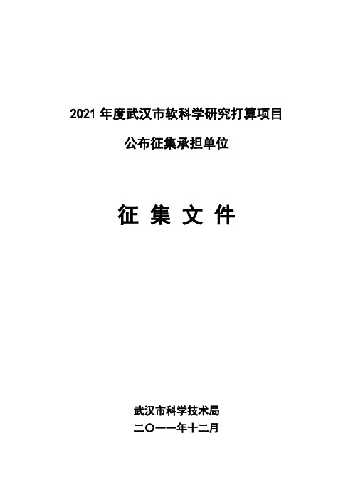 武汉市软科学研究打算项目