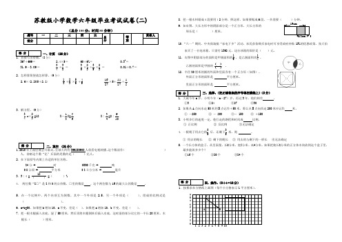 (苏教版)2016年六年级下数学毕业考试模拟试卷(2)AwnAMA