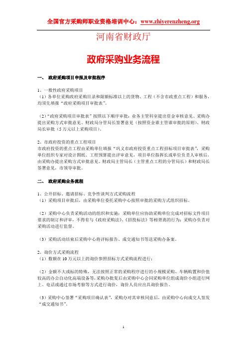 河南省政府采购业务流程