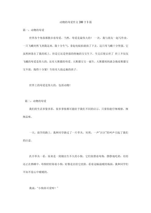 动物的母爱作文200字3篇