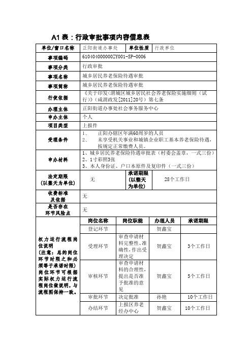 A1表行政审批事项内容信息表