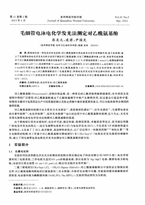 毛细管电泳电化学发光法测定对乙酰氨基酚