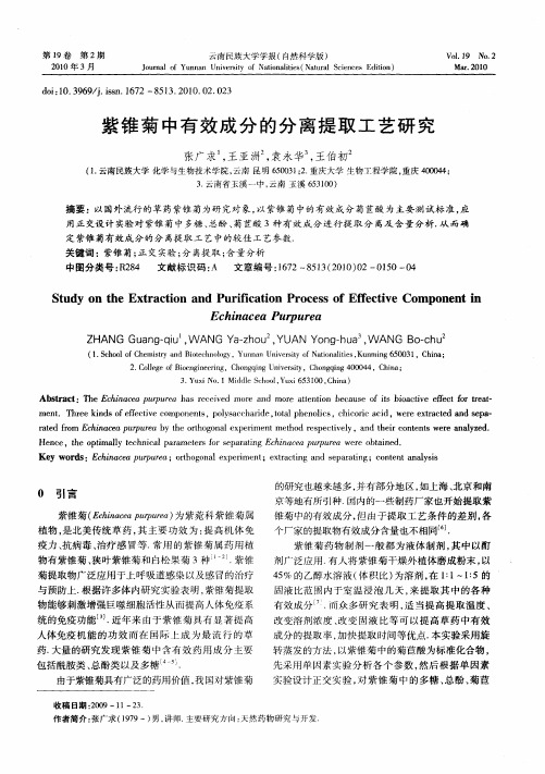 紫锥菊中有效成分的分离提取工艺研究