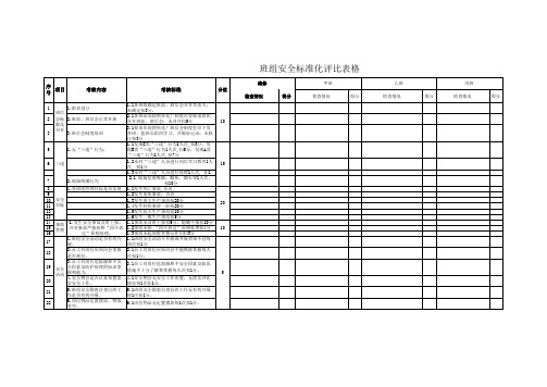 班组安全标准化评比标准表格