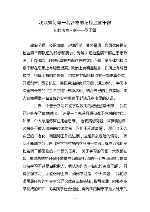 浅谈如何做一名合格的纪检监察干部1