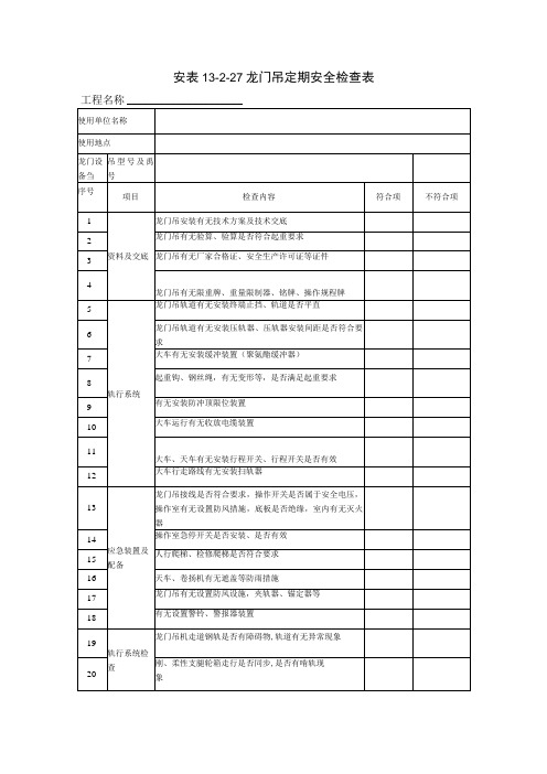 安表13-2-2-1 龙门吊定期安全检查表