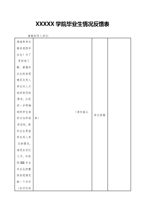 用人单位意见反馈表模板