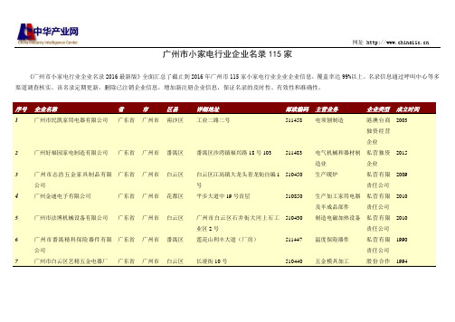 广州市小家电行业企业名录115家