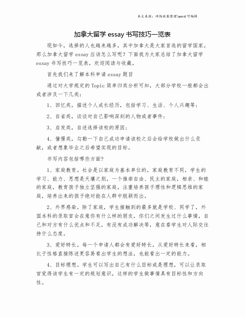 加拿大留学essay书写技巧一览表.doc