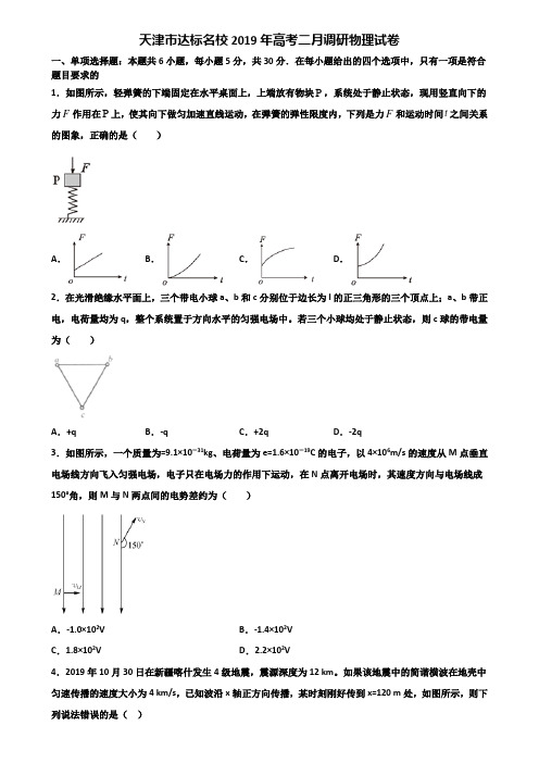 天津市达标名校2019年高考二月调研物理试卷含解析