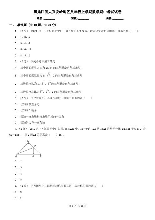 黑龙江省大兴安岭地区八年级上学期数学期中考试试卷