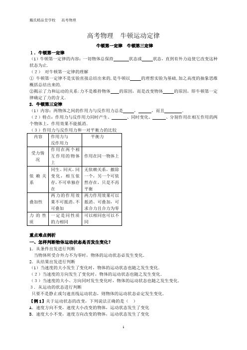 牛顿定律学生用