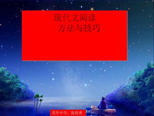 高考复习现代文阅读方法与技巧 PPT课件