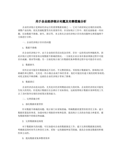 关于企业经济统计问题及完善措施分析