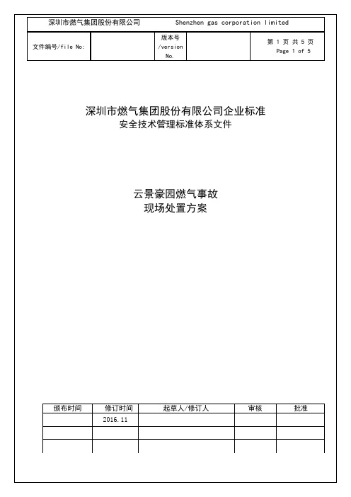 云景豪园(城市商业综合体)地上中压公共燃气管道泄漏事故现场处置方案