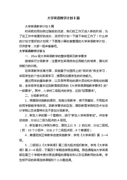 大学英语教学计划5篇