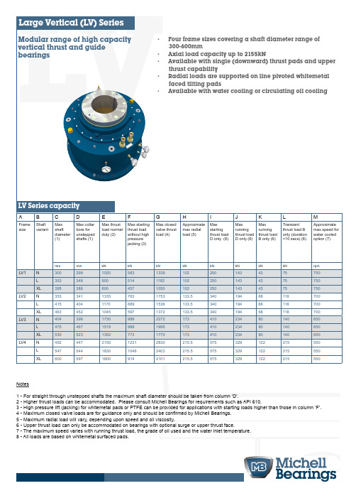 LV模块化高容量垂直推力和导向轴承说明书