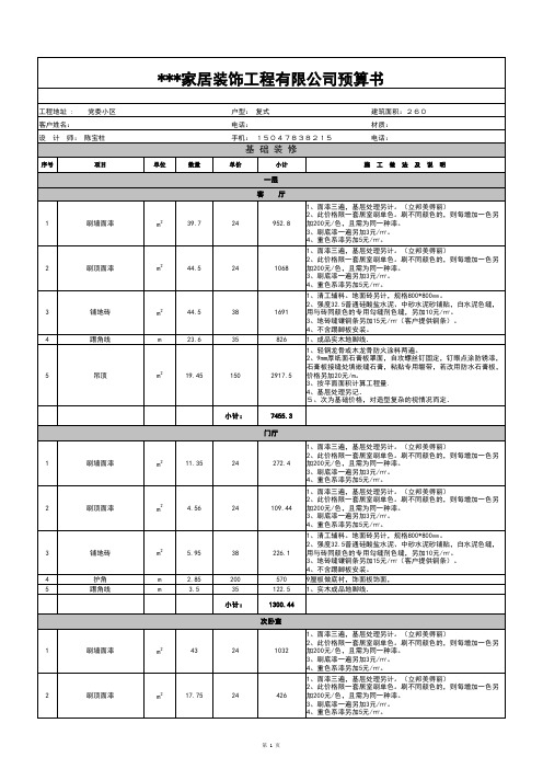 好用的家装预算模板(含工艺做法)