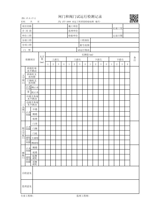 -闸门和阀门试运行检测记录