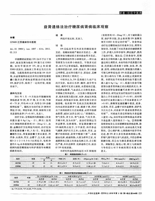 益肾通络法治疗糖尿病肾病临床观察