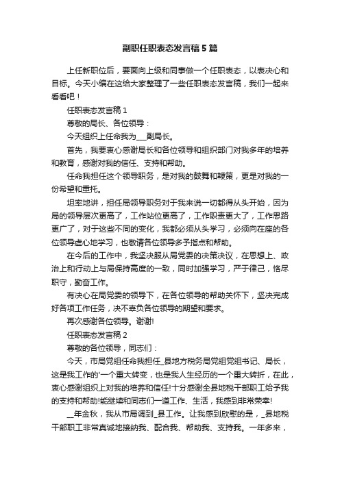 副职任职表态发言稿5篇