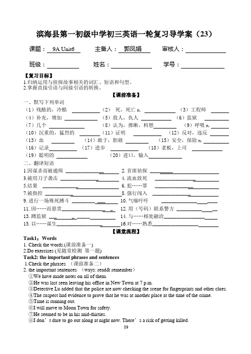 江苏译林版牛津英语中考复习导学案23