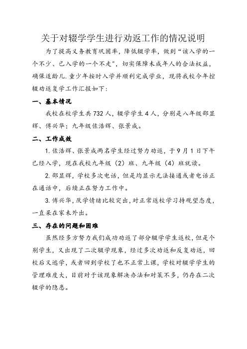 (河口中学)关于对辍学学生进行劝返工作的情况说明