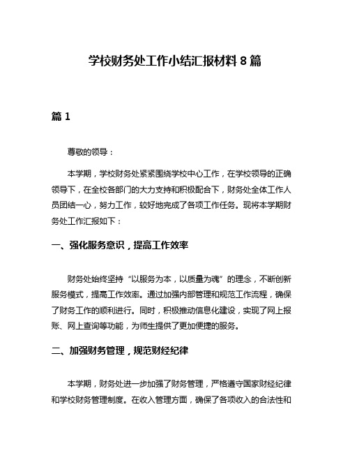 学校财务处工作小结汇报材料8篇