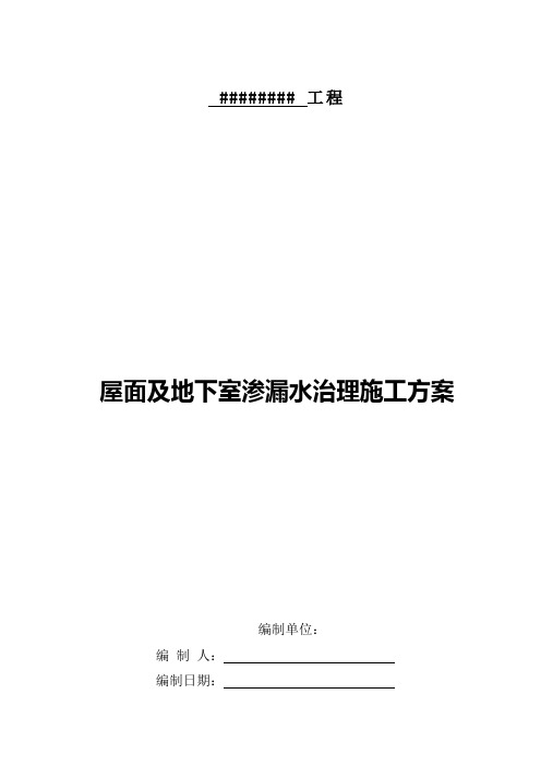 渗漏治理方案