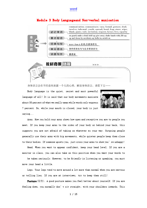 高中英语 Module 3 Body Language and Non-verbal Communi