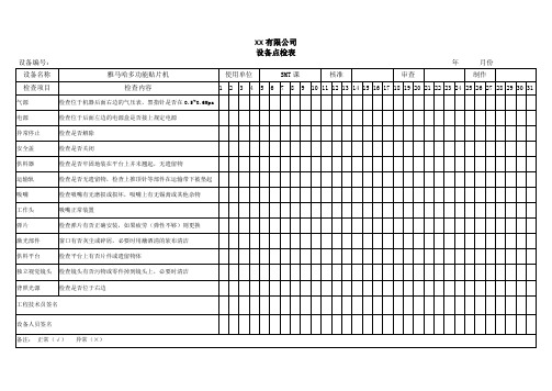 雅马哈多功能贴片机点检表