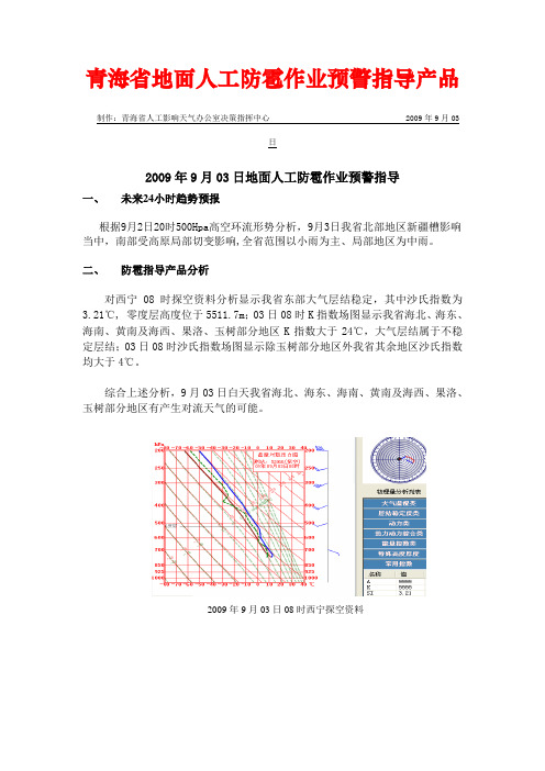 青海省地面人工防雹作业预警指导产品