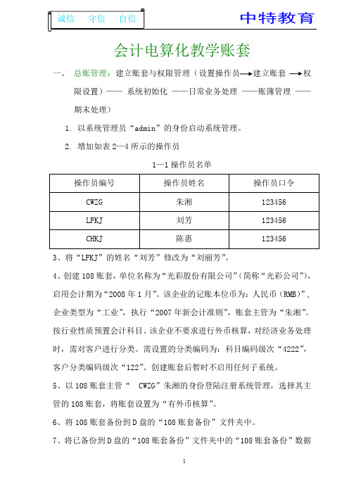 会计电算化教学账套