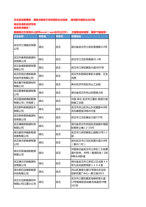 2020新版湖北武汉新能源企业公司名录名单黄页联系方式大全161家