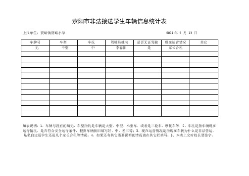 荥阳市非法接送学生车辆信息统计表