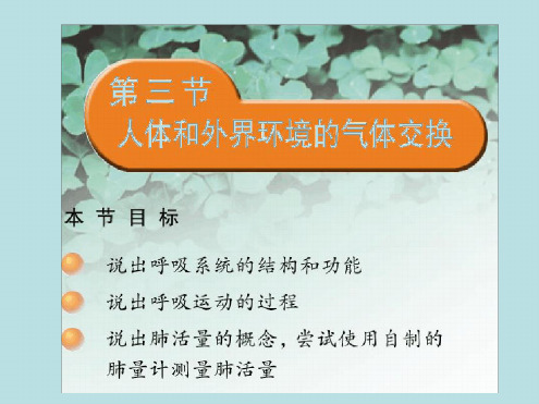 七年级下册生物课件 4103人体和外界环境的气体交换课件1苏教版