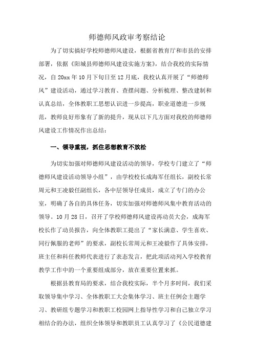 师德师风政审考察结论