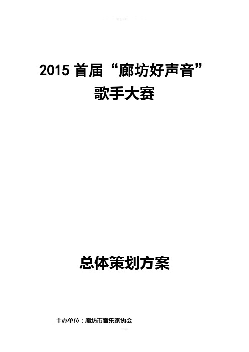 “好声音”歌手大赛总体策划方案改0