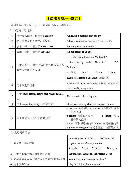 高中英语冠词练习题及答案1