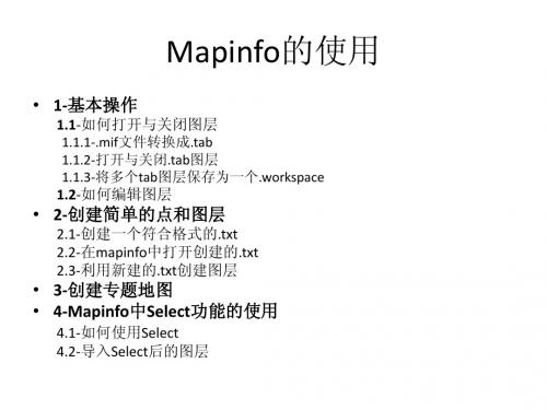 2.Mapinfo的使用