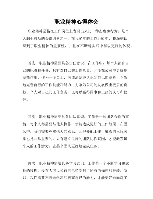 职业精神心得体会