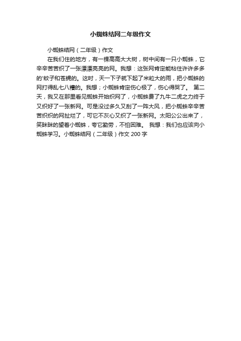 小蜘蛛结网二年级作文