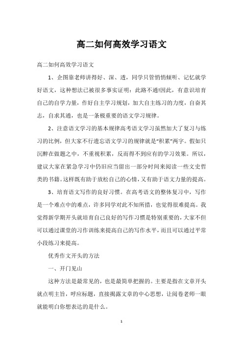 高二如何高效学习语文