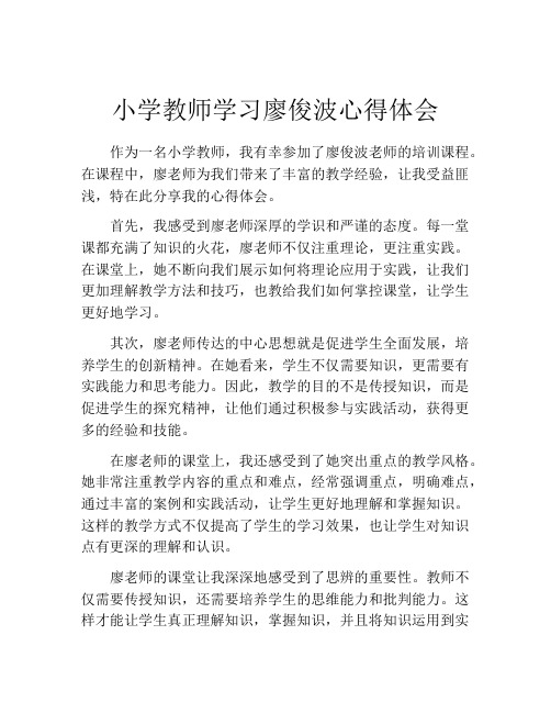 小学教师学习廖俊波心得体会