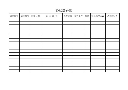 试验台账全套表格