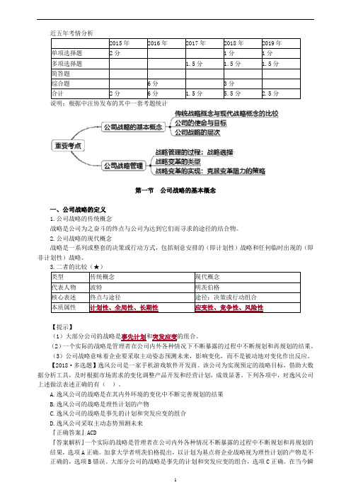 2020年注会CPA备考公司战略教材基础精讲考点重点知识总结