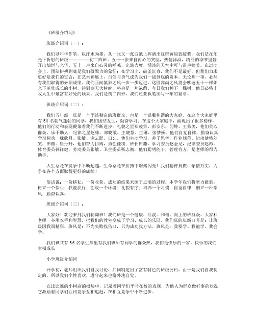 班级介绍词10篇